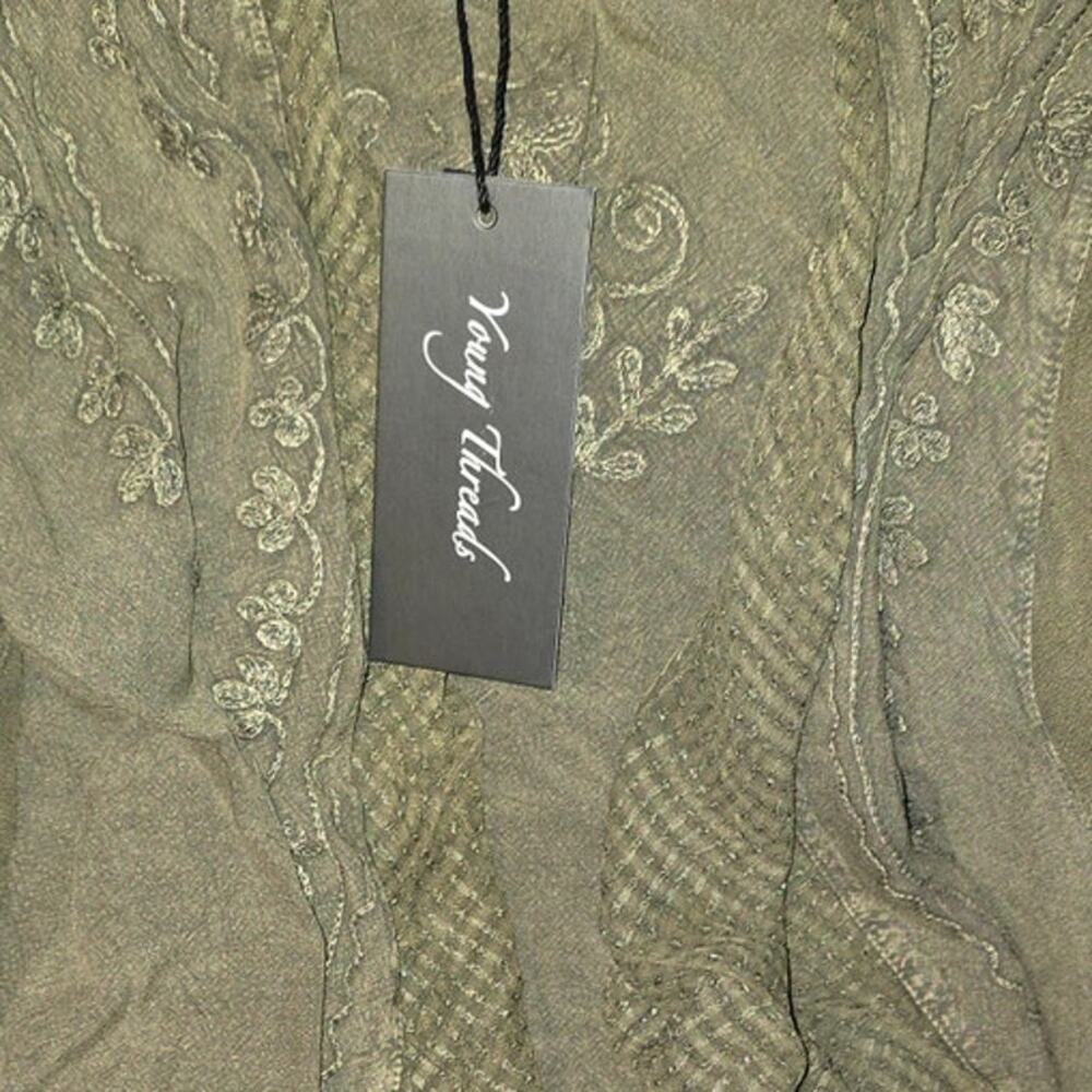 Young Threads Olive Embroidered Waterfall Kimono L NWT - Rustic Romance - Picture 8 of 9